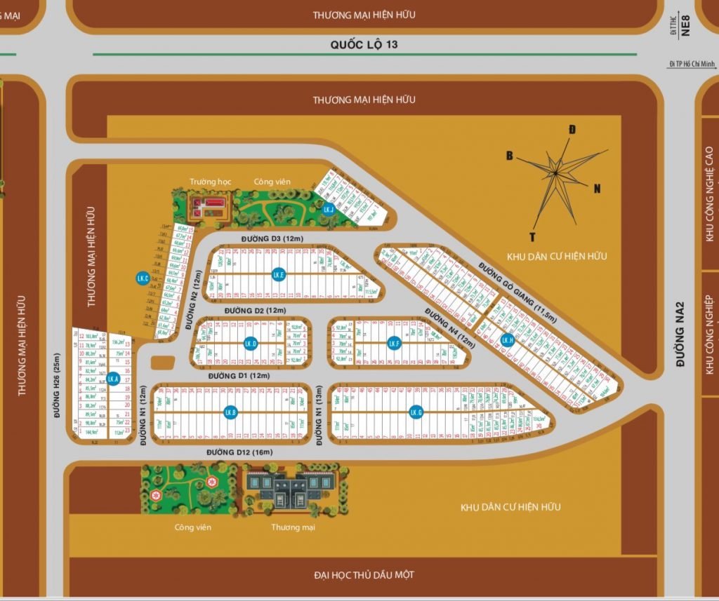 Bản đồ phân lô Khu nhà ở U&I Thới Hòa (dự án Avenue City Bình Dương)