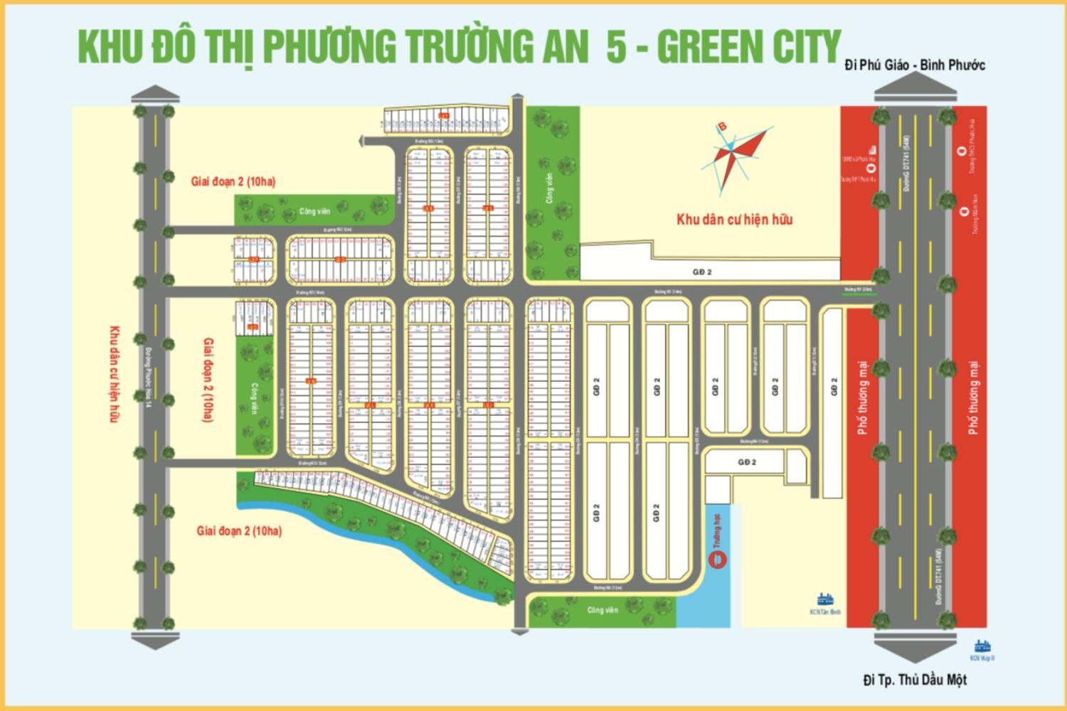Mặt bằng phân lô dự án Green City Phú Giáo