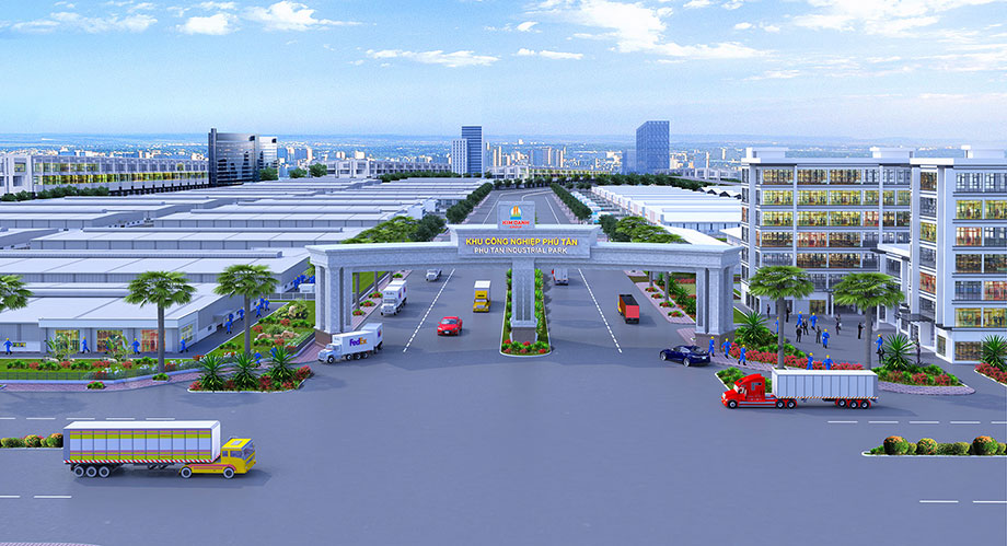 Phối cảnh cổng Khu công nghiệp Phú Tân (Bình Dương)