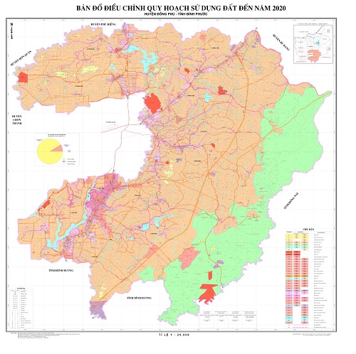 Bản đồ điều chỉnh quy hoạch sử dụng đất đến năm 2020 huyện Đồng Phú