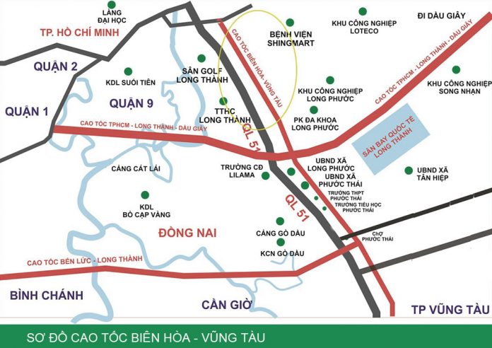 Sơ đồ dự án Cao tốc Biên Hòa - Vũng Tàu