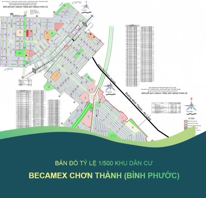 Bản đồ mặt bằng phân lô khu dân cư Becamex Chơn Thành
