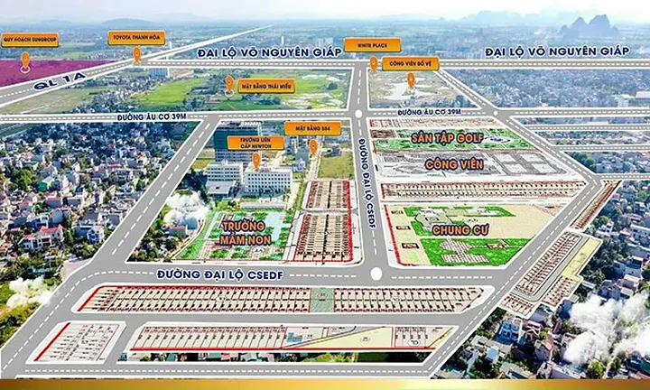Vị trí trung tâm thương mại tại phường Quảng Thành được xây dựng gần các đại lộ, tuyến đường lớn của thành phố Thanh Hóa.