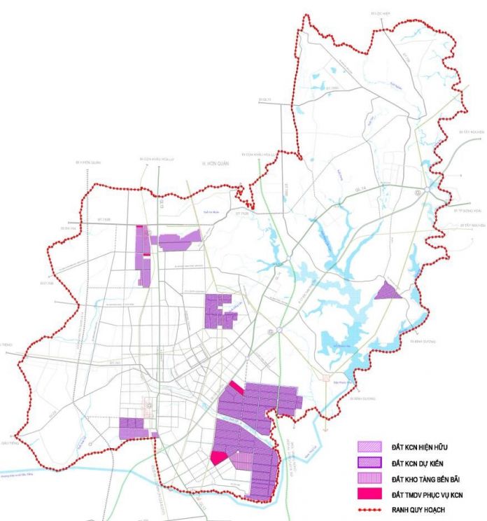 Bản đồ phân bố khu công nghiệp tại Chơn Thành (Bình Phước)