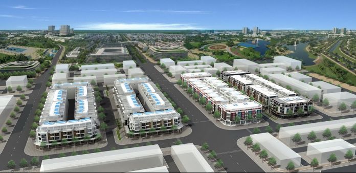 Phối cảnh khu Block A - B - C - D dự án Nhà phố BCE Thành phố mới Bình Dương