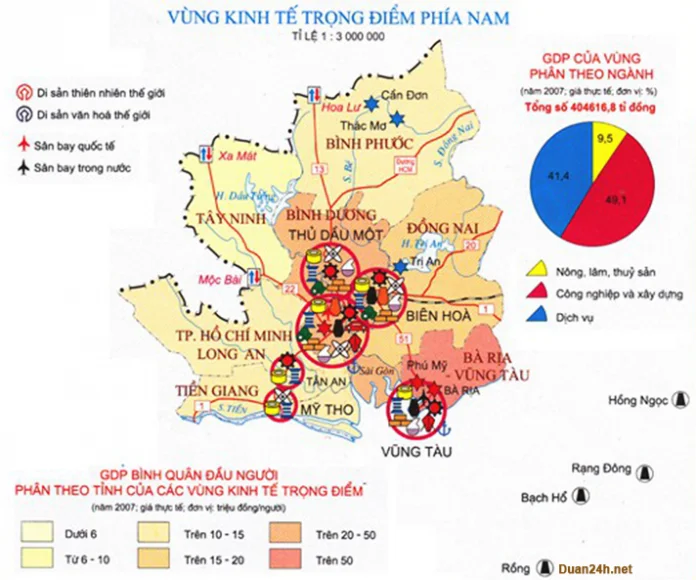 Bình Phước nằm trong vùng kinh tế trọng điểm phía nam