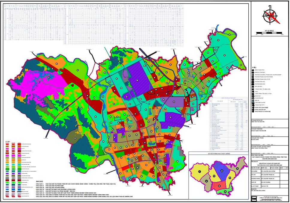 Bản đồ quy hoạch sử dụng đất và phân khu chức năng đến năm 2040 Thành phố Sông Công