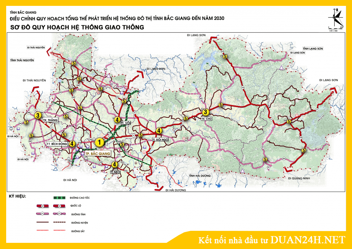 Sơ đồ quy hoạch hệ thống giao thông tỉnh Bắc Giang định hướng đến năm 2030