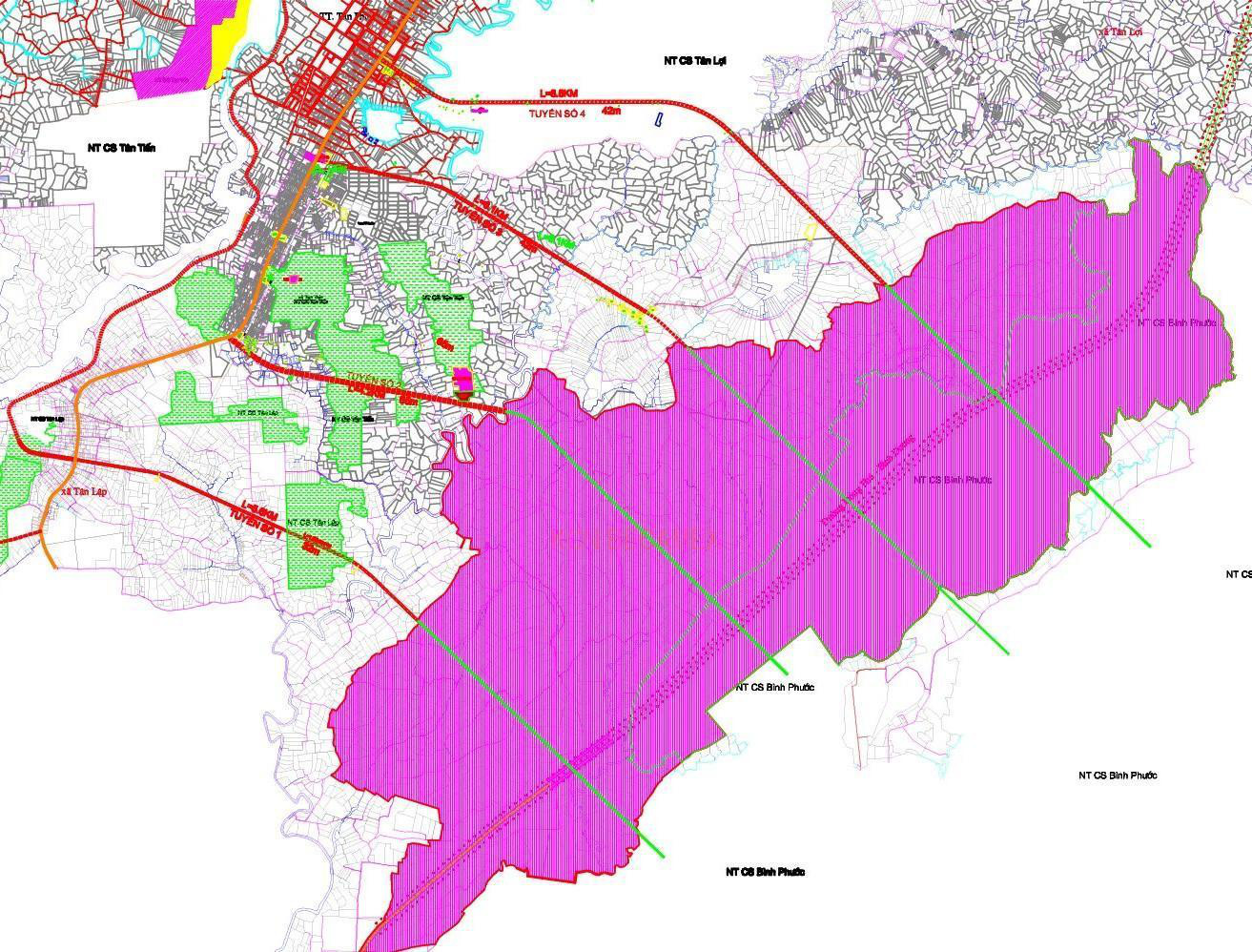 Vị trí quy hoạch Khu liên hợp công nghiệp - đô thị và dịch vụ Becamex Đồng Phú