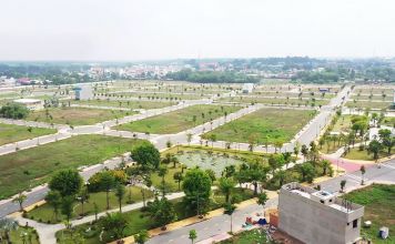 Tổng thể Mega City Bến Cát từ công viên trung tâm dự án