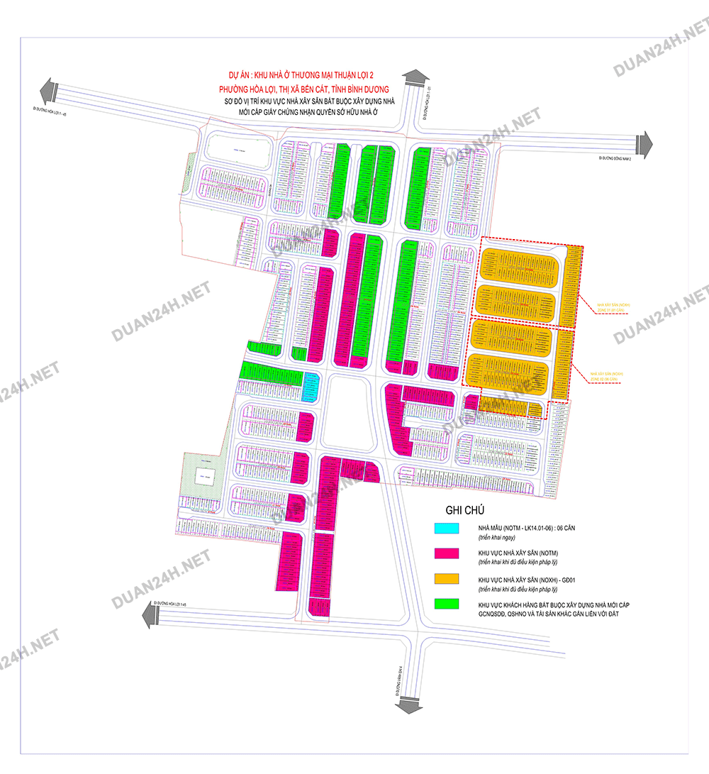 Bản đồ phân lô dự án Khu nhà ở thương mại Thuận Lợi 2