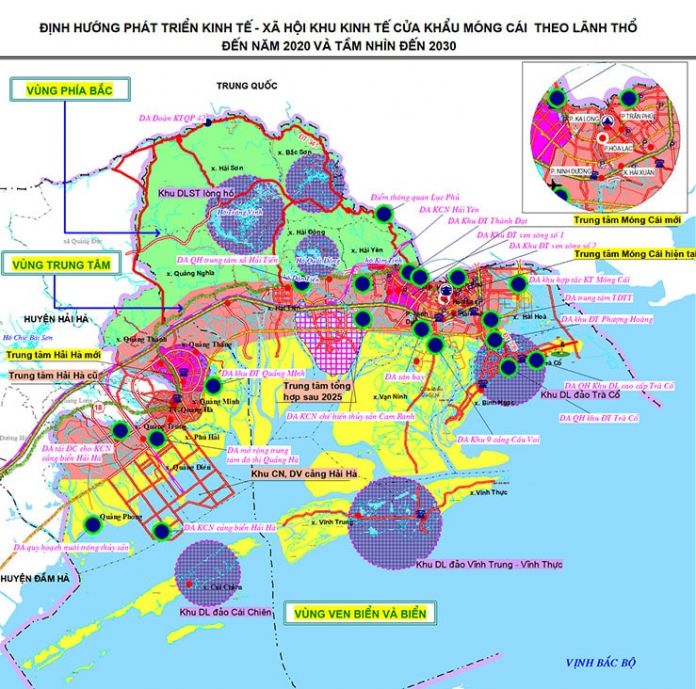 Bản đồ quy hoạch phát triển kinh tế xã hội Khu KTCK Móng Cái (Quảng Ninh)