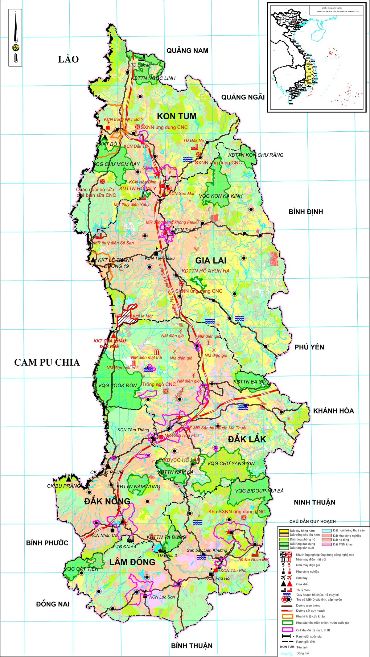 Bản đồ quy hoạch sử dụng đất khu vực Tây Nguyên giai đoạn 2021 - 2030
