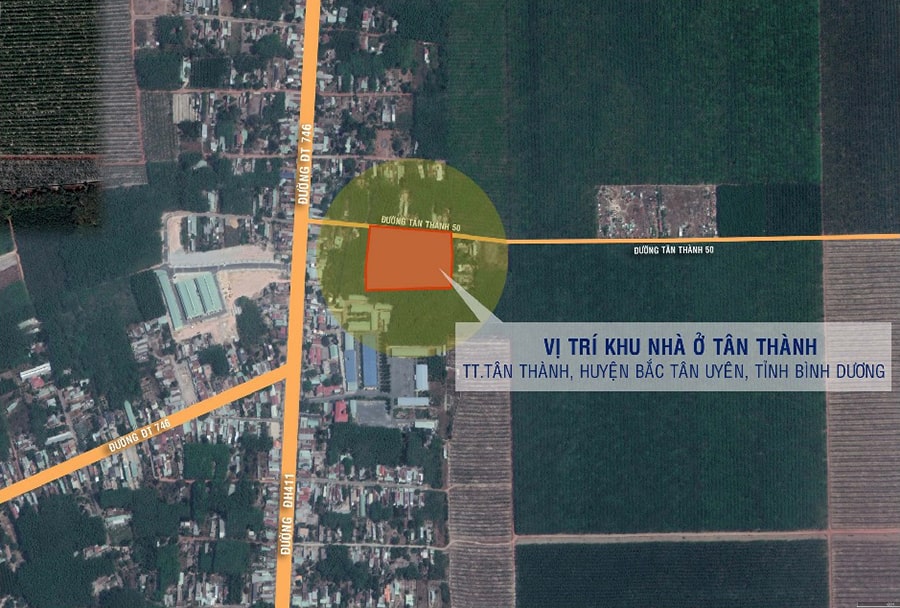Vị trí quy hoạch dự án Khu dân cư Tân Thành, huyện Bắc Tân Uyên