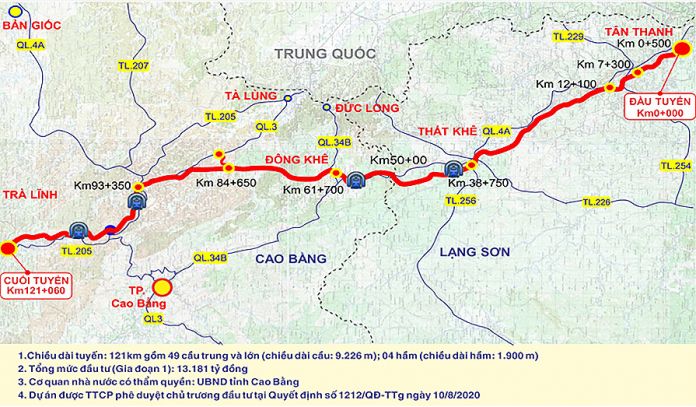 Sơ đô hướng tuyến Cao tốc Đồng Đăng - Trà Lĩnh