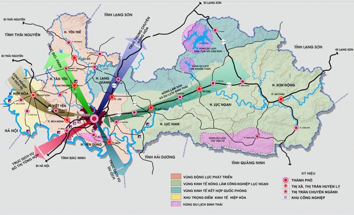 Bản đồ quy hoạch phát triển vùng tỉnh Bắc Giang