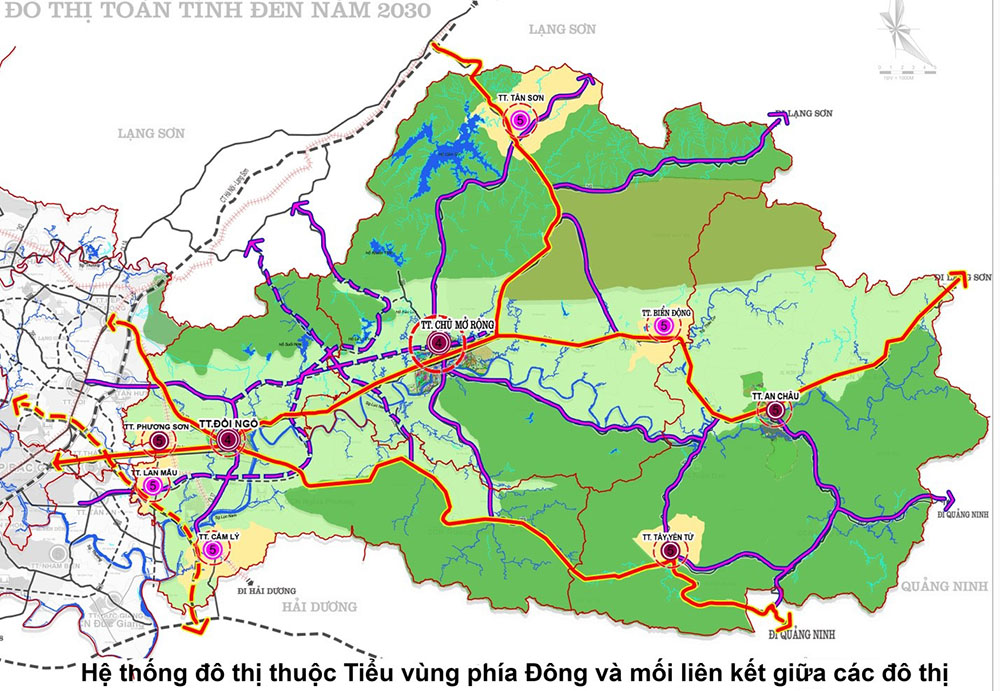 Các đô thị thuộc Tiểu vùng phía Đông tỉnh Bắc Giang 