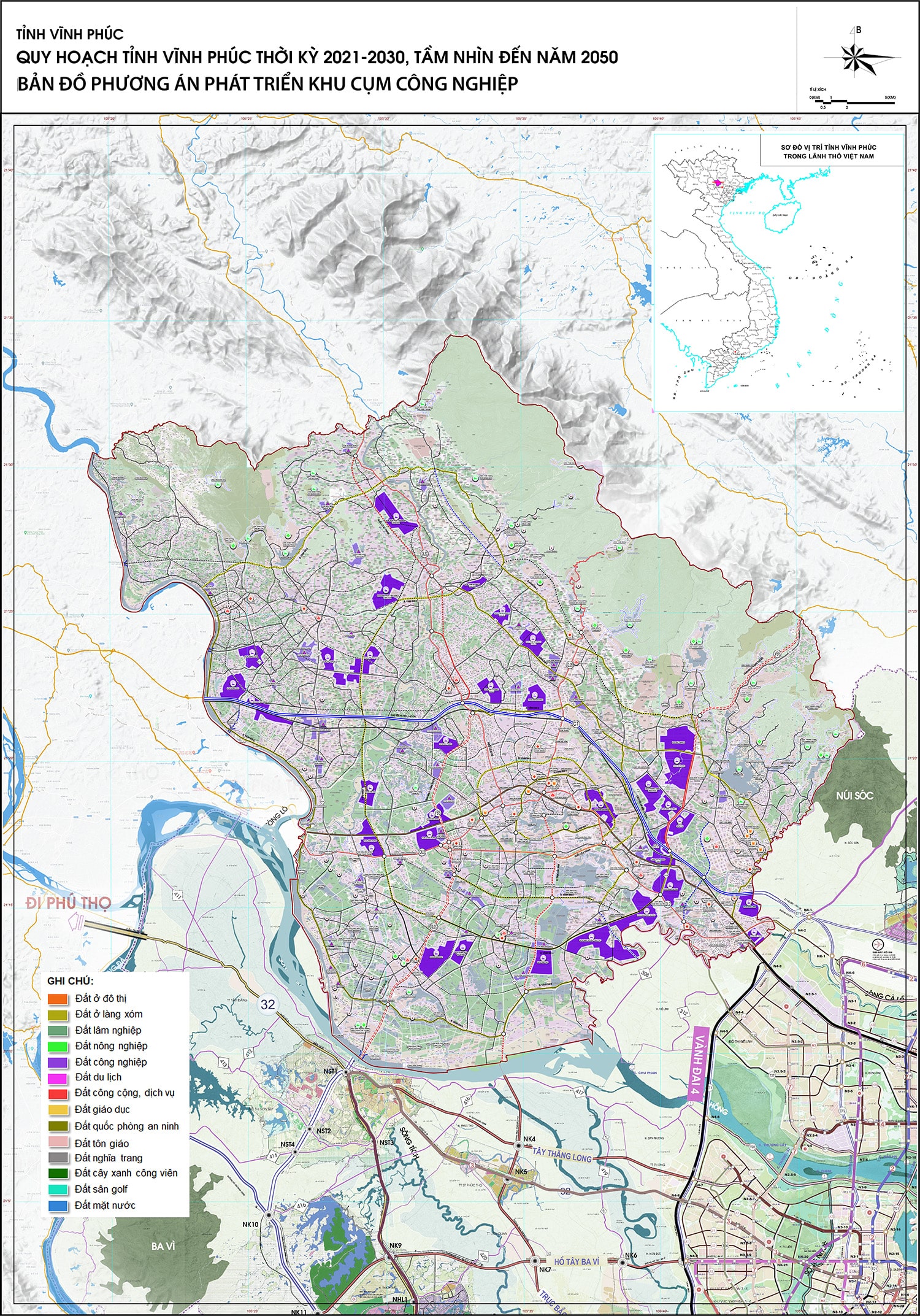 Bản đồ phương án phát triển công nghiệp tỉnh Vĩnh Phúc đến năm 2030