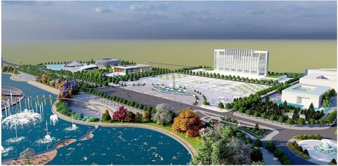 Phối cảnh trung tâm hành chính thành phố Phổ Yên đang được đầu tư xây dựng.
