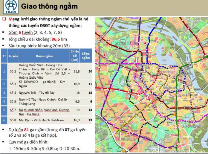 Bản vẽ quy hoạch giao thông ngầm đô thị trung tâm TP.Hà Nội đến năm 2030, tầm nhìn đến năm 2050
