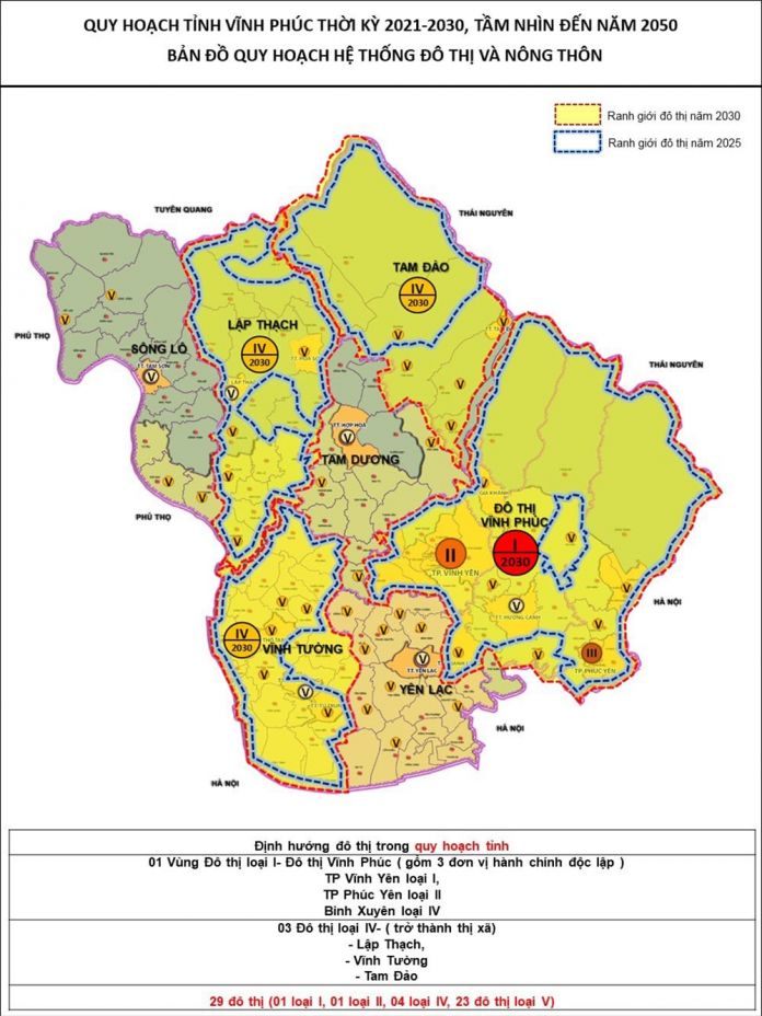 Bản đồ quy hoạch đô thị, nông thôn tỉnh Vĩnh Phúc đến năm 2030