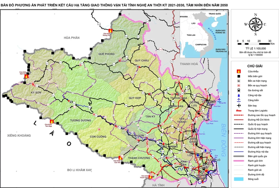 Bản đồ quy hoạch phát triển giao thông tỉnh Nghệ An đến năm 2030