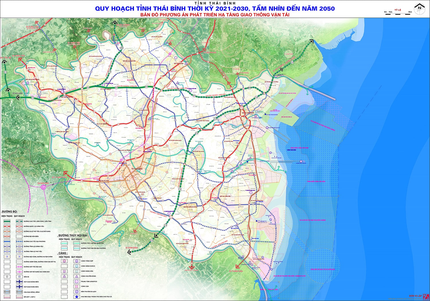 Bản đồ quy hoạch phát triển giao thông tỉnh Thái Bình đến năm 2030, tầm nhìn năm 2050