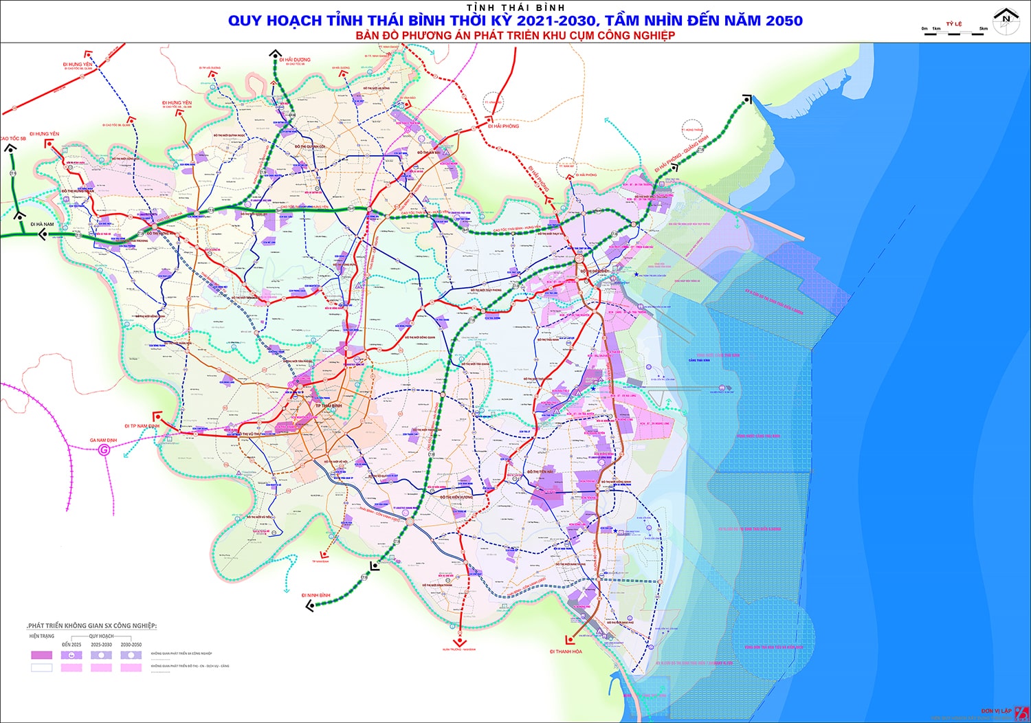 Bản đồ phương án phát triển khu, cụm công nghiệp tỉnh Thái Bình đến năm 2030