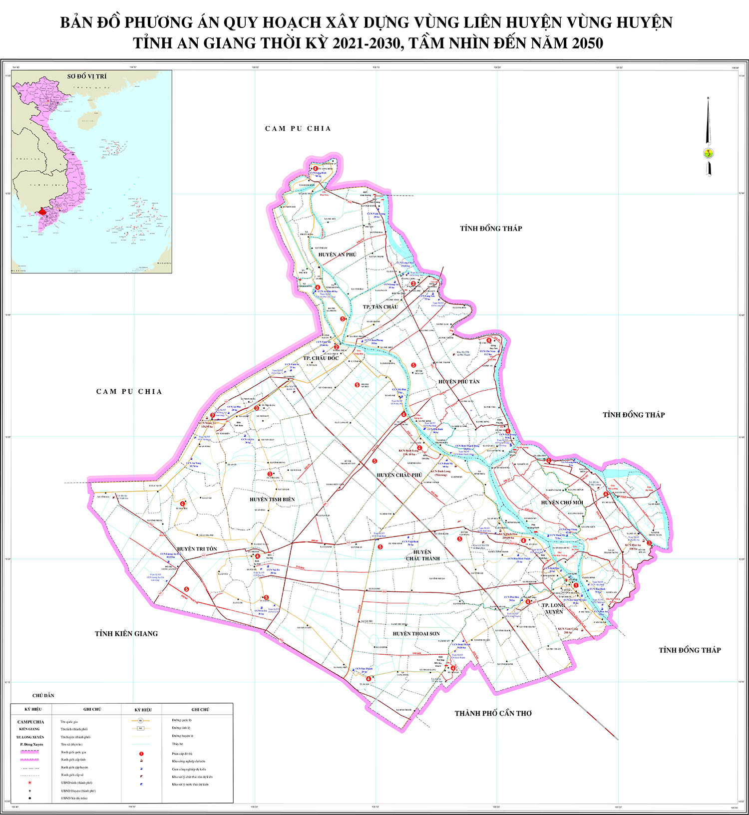 Bản đồ phương án quy hoạch vùng liên huyện tỉnh An Giang đến năm 2030