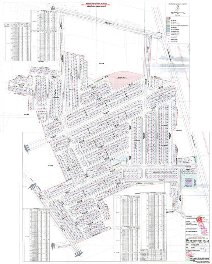 Bản đồ phân lô dự án Khu nhà ở Bình Minh tỷ lệ 1/500