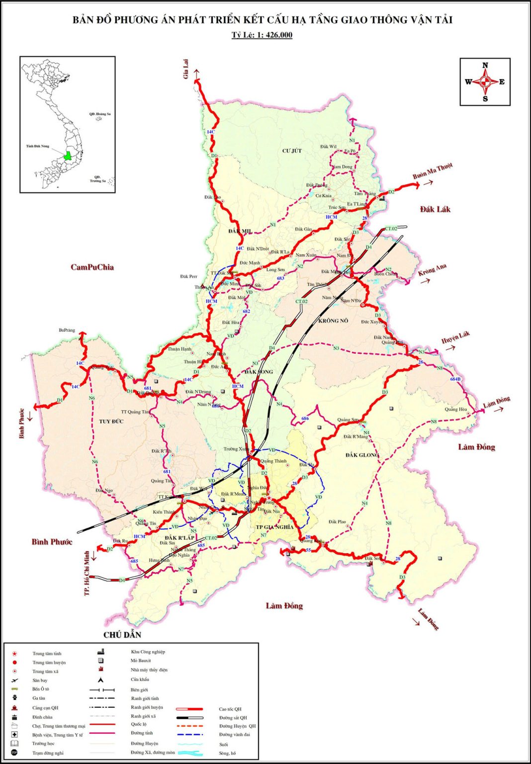 Bản đồ quy hoạch giao thông tỉnh Đắk Nông
