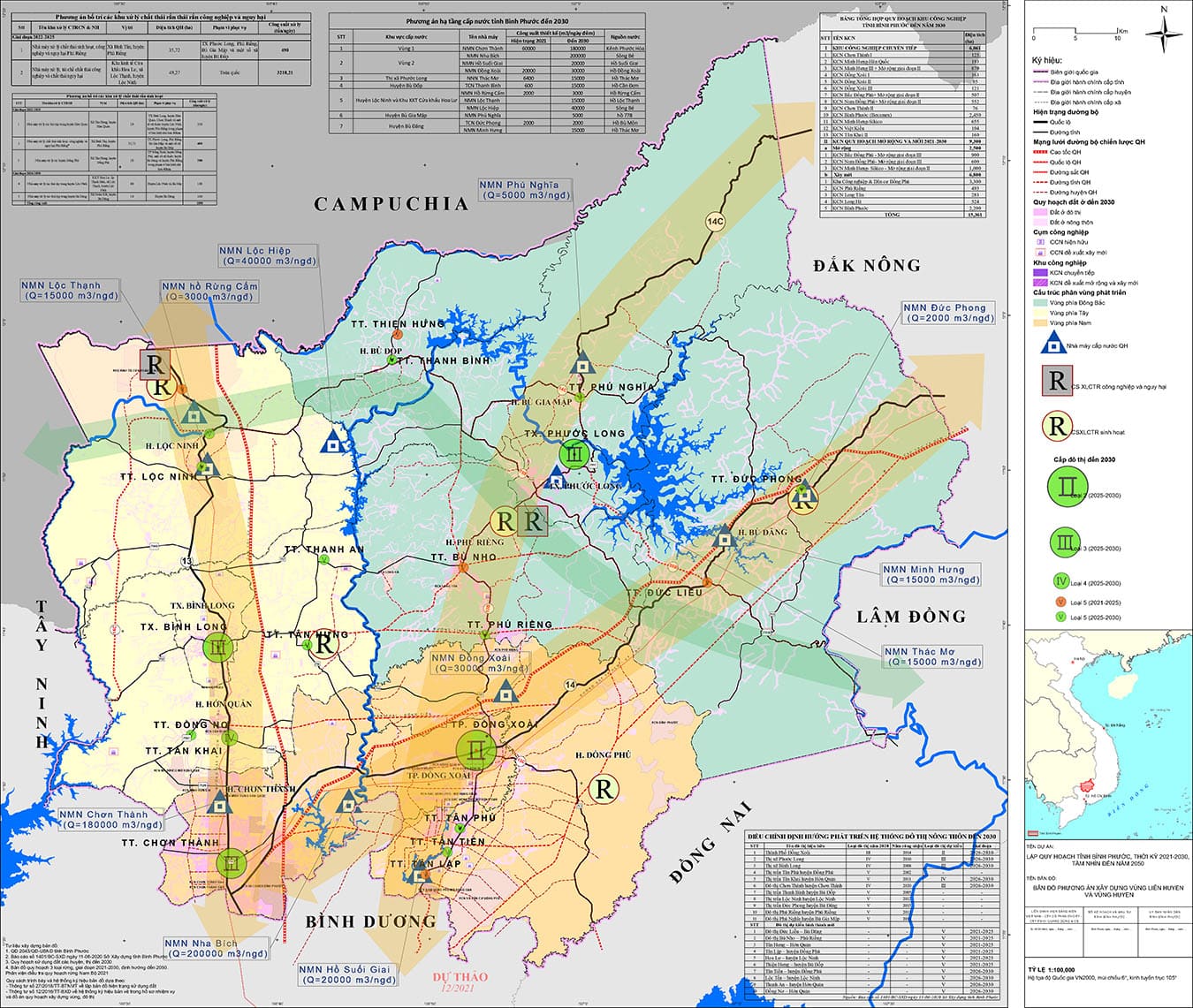 Bản đồ quy hoạch xây dựng vùng liên huyện, vùng huyện tỉnh Bình Phước đến năm 2030