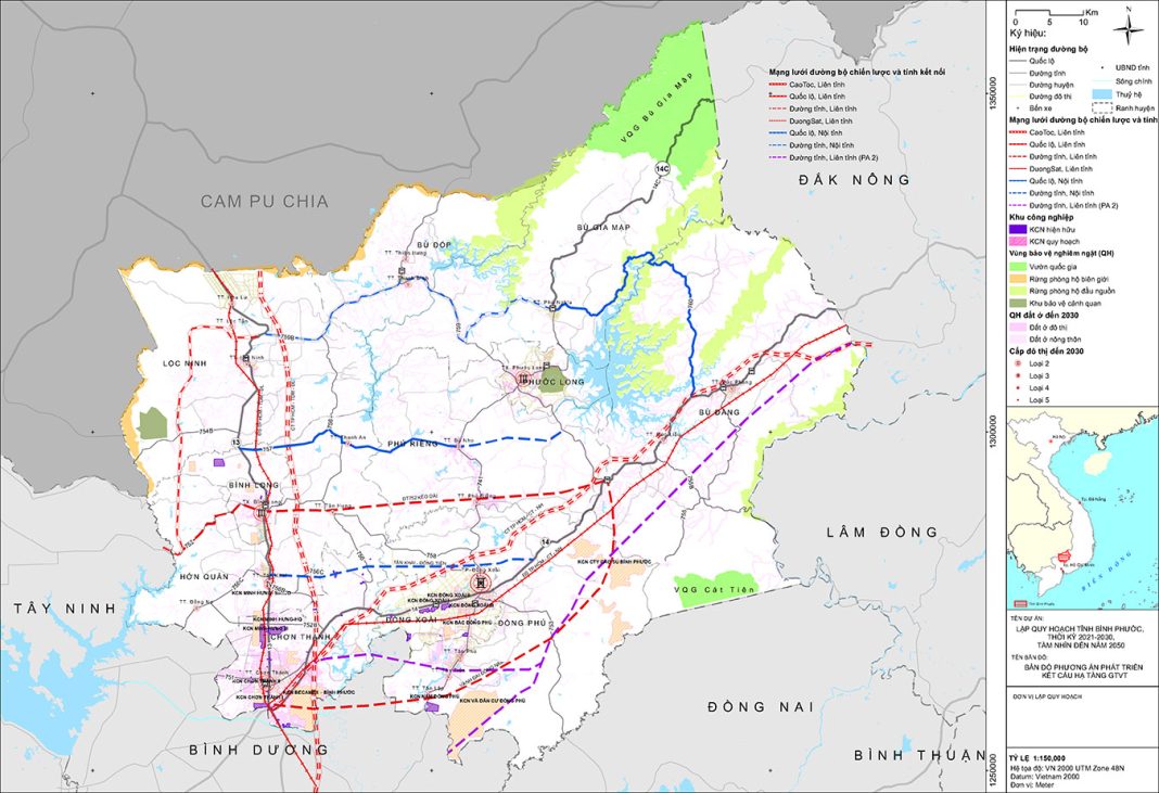 Bản đồ quy hoạch mạng lưới giao thông chiến lược tỉnh Bình Phước 2030