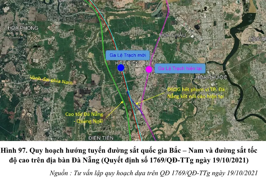 Hướng tuyến đường sắt quốc gia Bắc – Nam và đường sắt tốc độ cao trên địa bàn Đà Nẵng