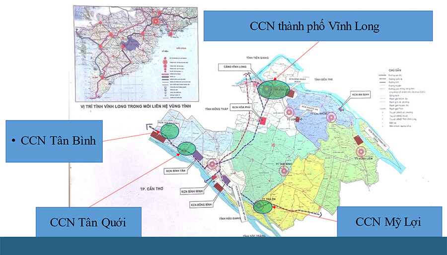 Bản đồ vị trí các Cụm công nghiệp tỉnh Vĩnh Long quy hoạch đến năm 2030