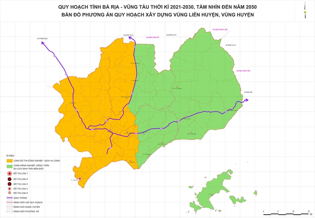 Bản đồ quy hoạch vùng liên huyện tỉnh Bà Rịa - Vũng Tàu đến năm 2030