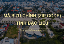 Thông tin tra cứu mã bưu chính (Zip Code) tại tỉnh Bạc Liêu