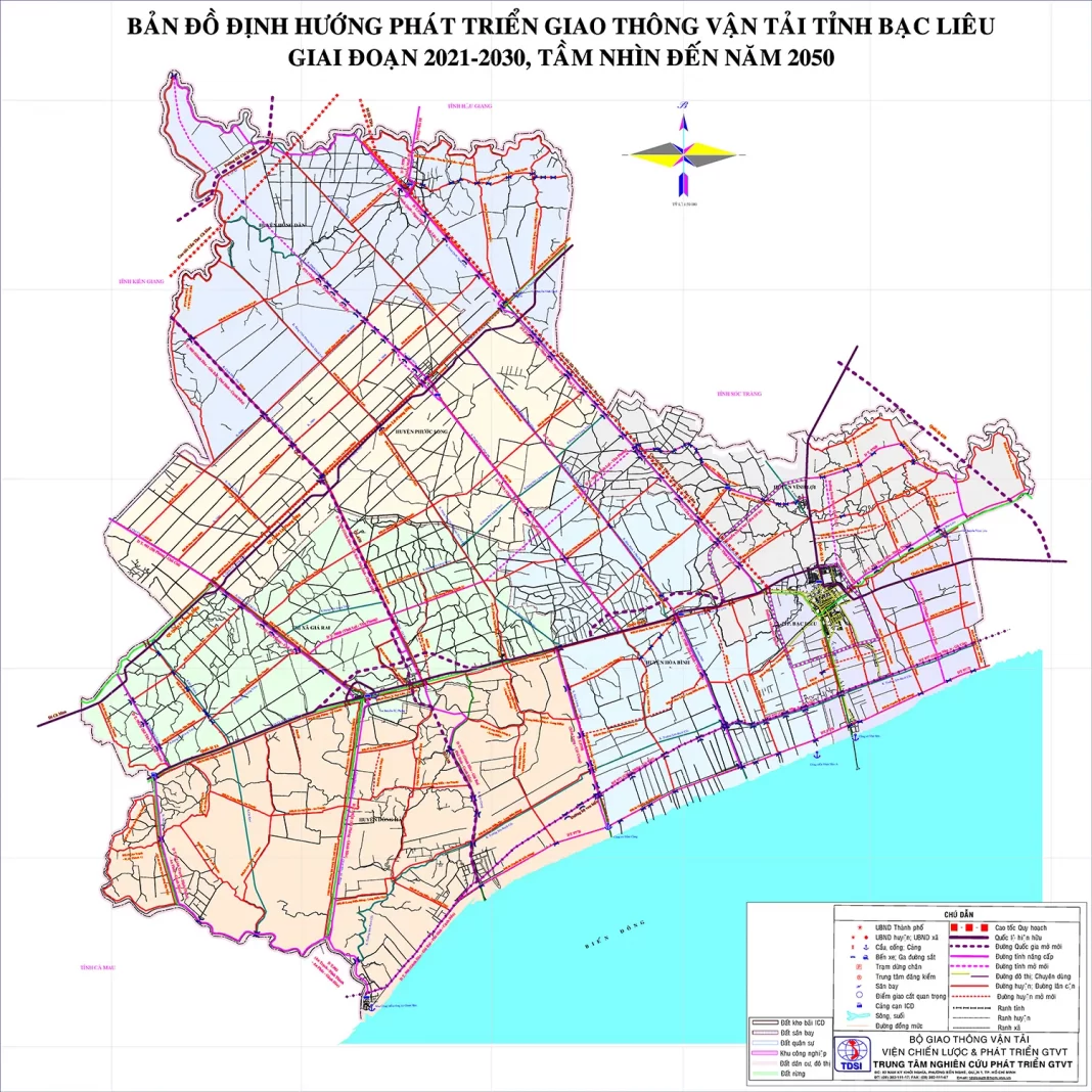 Bản đồ quy hoạch giao thông tỉnh Bạc Liêu đến năm 2030