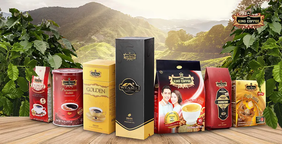 Các sản phẩm đóng gói King Coffee của TNI