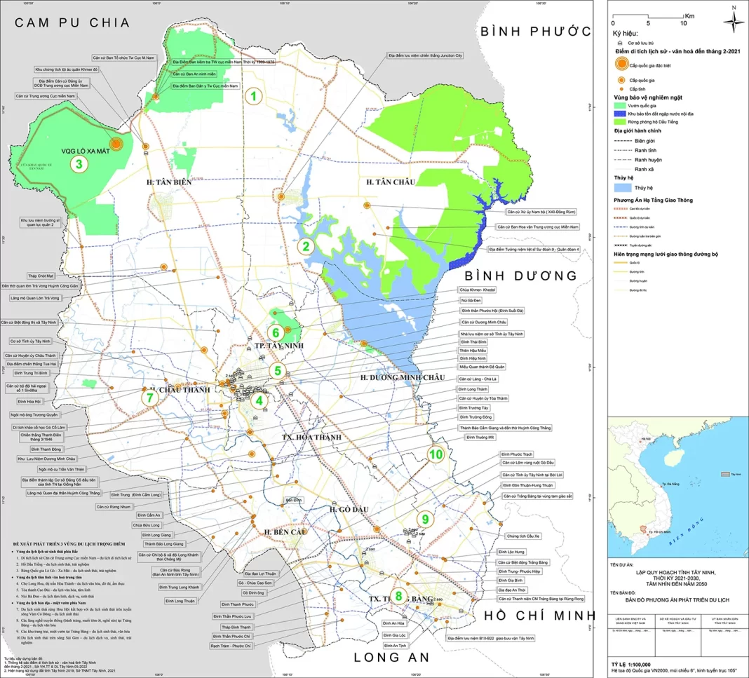 Bản đồ quy hoạch phát triển du lịch tỉnh Tây Ninh