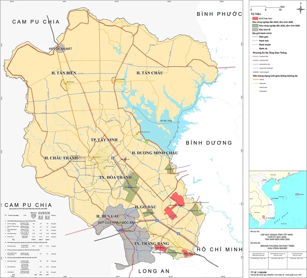 Bản đồ quy hoạch khu công nghiệp tỉnh Tây Ninh
