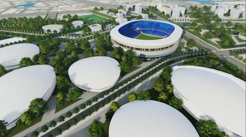 Sân vận động và các mô hình nhà thi đấu trong khu Rạch Chiếc.