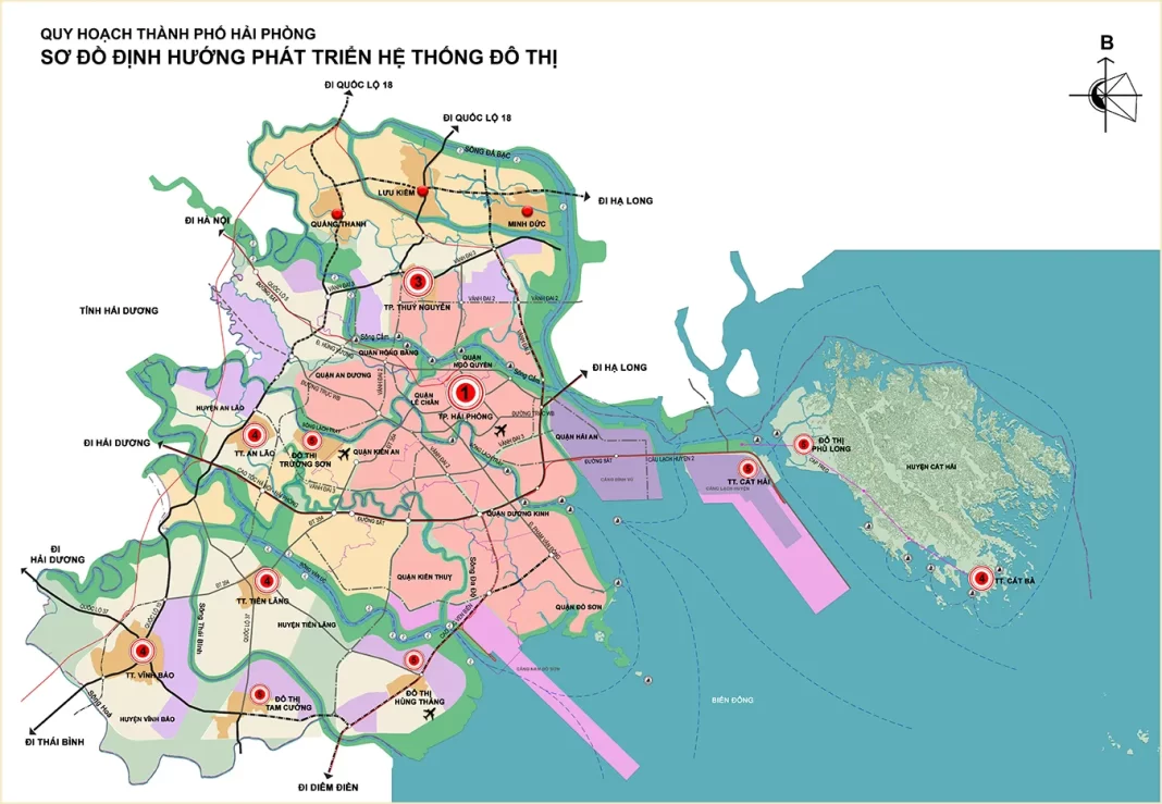 Bản đồ định hướng phát triển hệ thống đô thị TP Hải Phòng