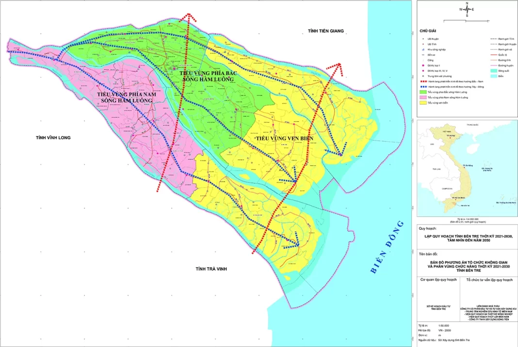 Bản đồ tổ chức không gian phân vùng chức năng tỉnh Bến Tre