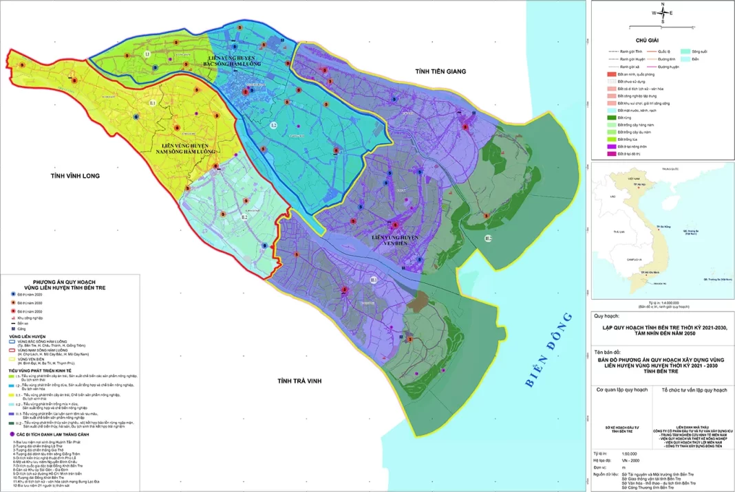 Bản đồ quy hoạch vùng liên huyện tỉnh Bến Tre