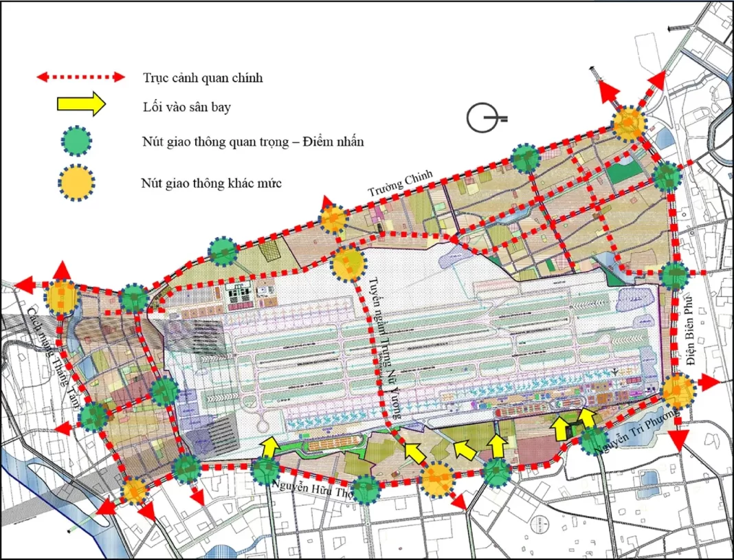 Trục cảnh quan chính và nút giao thông quan trọng trong Quy hoạch phân khu Sân bay Đà Nẵng