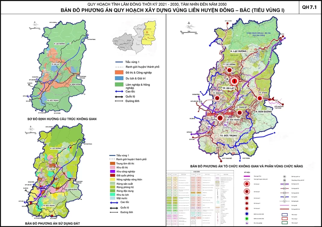 Bản đồ quy hoạch vùng liên huyện tỉnh Lâm Đồng (Tiểu vùng 1)