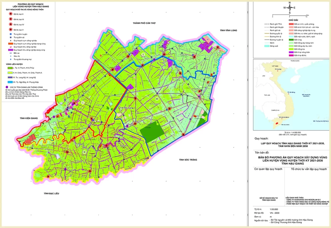 Bản đồ quy hoạch vùng liên huyện tỉnh Hậu Giang