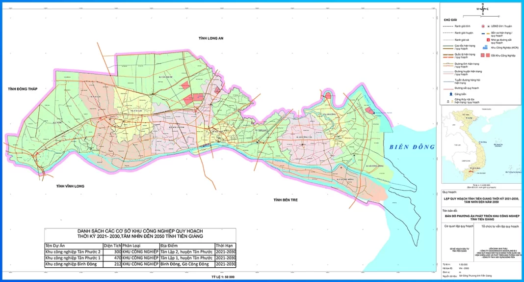 Bản đồ quy hoạch khu công nghiệp tỉnh Tiền Giang