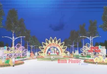Phối cảnh đường hoa xuân tỉnh Bình Phước năm 2023